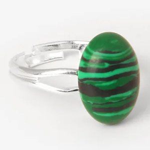 Malachite Pattern Green Ring Adjustable Synthetic Stone